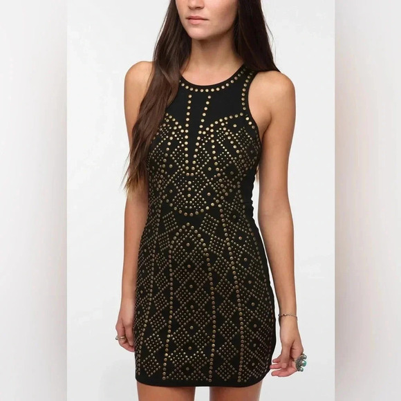 Sparkle and Fade Black Little Dress With Metallic Gold Beads Size M - Picture 1 of 7